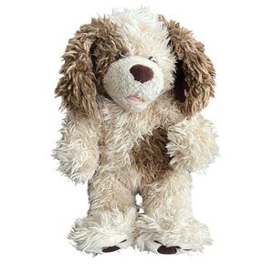 Build A Bear Spotted Scruffy Puppy Dog 16”  Shaggy Tan Brown Spot Bicolor Ears
